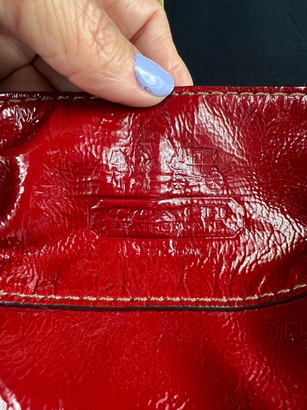 COACH Zoe XL Hobo Bag Crimson Red Patent Leather EUC F12776 - Picture 10 of 11
